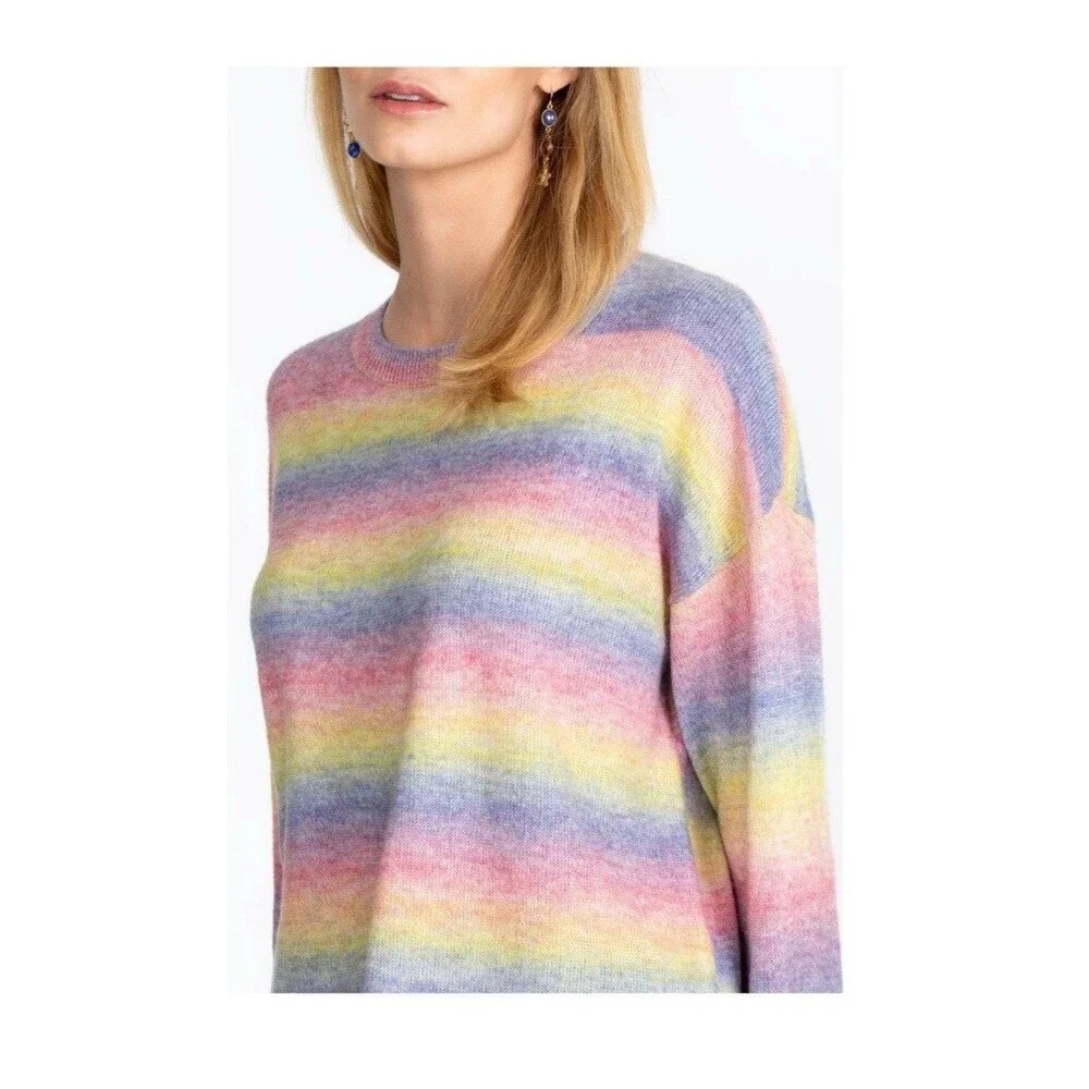 JOHNNY WAS‎ Sunrise Pullover Sweater Small Multicolor NEW Rainbow Wool Blend